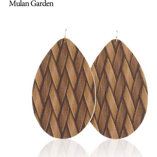 Mulan Garden PU Leather Dangle Earrings for Women Big Statement Teardrop Earrings Fashion Jewelry Winter 2018 New Christmas Gift