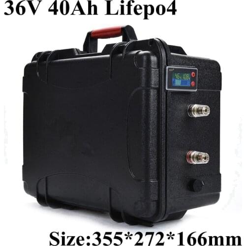 Waterproof 36V 40Ah Lifepo4 battery 45Ah Lithium iron phosphate battery Electric Bike scooter power motor with BMS + 10A Charger