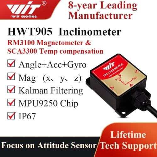 High-Precision Inclinometer HWT905 Military-Grade Accelerometer+Digital Compass+Gyro,with Temperature&Magnetometer Compensation