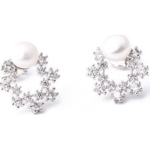 2021 Xuanpai Earrings female Korean jewelry inlaid with freshwater pearl earrings female fashion jewelry