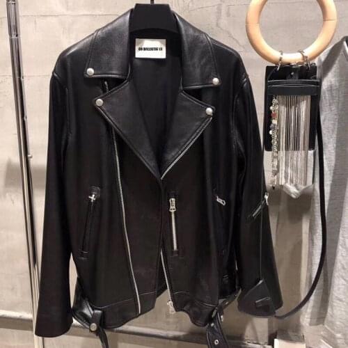 Real sheep leather jacket ladies genuine leather oversize jacket women real leather jacket