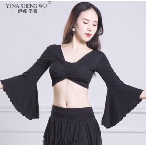 Belly Dance Colthing Flared Sleeves Top Shoulder Irregular Sexy Belly Dance Top for Women Costume Occupation Performance Wear