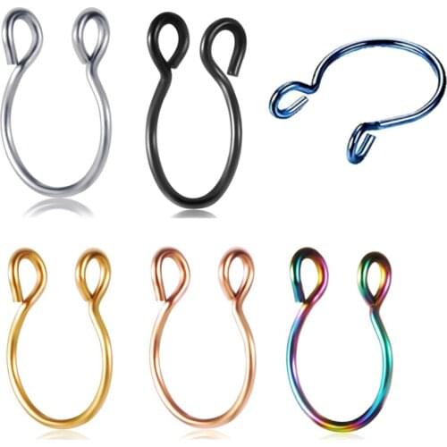 1PC Steel 20G Faux Nose Rings Fake Septum Rings Fake Clip on Nose Rings Oreja Piercings Jewelry body Tragus Earrings Lip