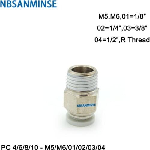 10Pcs/lot PC M5 M6 1/8 1/4 3/8 1/2 Tube Pneumatic Push In Connector Coupling Air Male Straight Fitting Plastic Connector Sanmin
