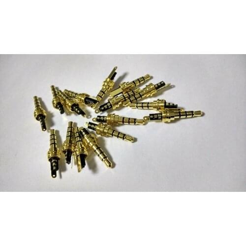 100pcs Gold plated 3.5mm male 4 pole stereo plug Repair Headphone Cable Solder New