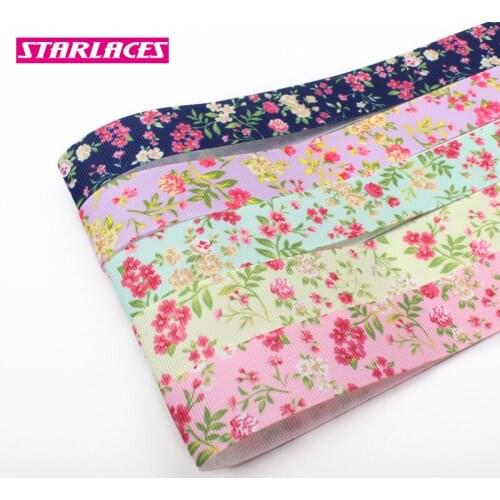 100yards 25mm flowers printed ribbon DIY material decoration gift wrapping wedding party Christmas decoration accessories