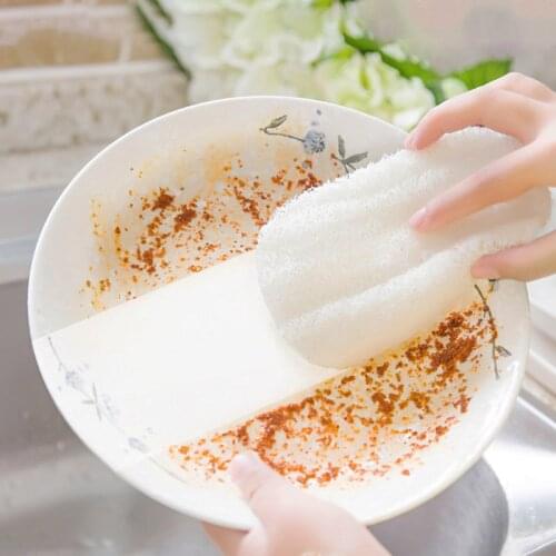 3Pcs Natural Loofah Dishwashing Cloth Scrub Pad Dish Bowl Pot Non-stick Oil Brush Pot Dishwashing Scouring Pad Vegetable Fiber