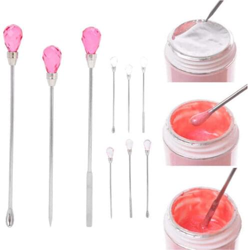 3Pcs Professional Nail Art Stirring Rod Spatula Set Stainless Steel Needle Stick Nail DIY Tools Nail Art Spoon