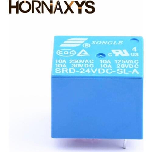 5pcs/lot Relays SRD-05VDC-SL-A SRD-12VDC-SL-A SRD-24VDC-SL-A SRD-48VDC-SL-A DC-SL-A 5V 9V 12V 24V 48V 10A 250VAC 4PIN T73