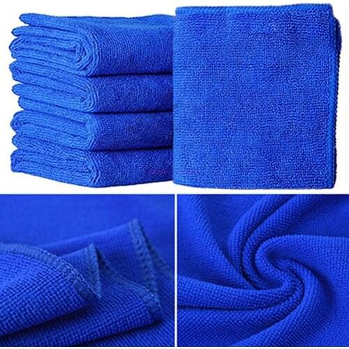 500Pcs/Lot 25cm *25cm Blue Car Soft Microfiber Towel Cloth High Absorbent Auto Wash Cleaning Polish Cloths Car Auto Care