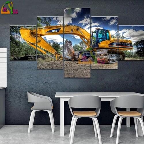 5pcs Excavator Diamond Painting Full Round Square Drills 3d Cross Stitch Diamond Mosaic Set 5d Diy Puzzle Embroidery Car