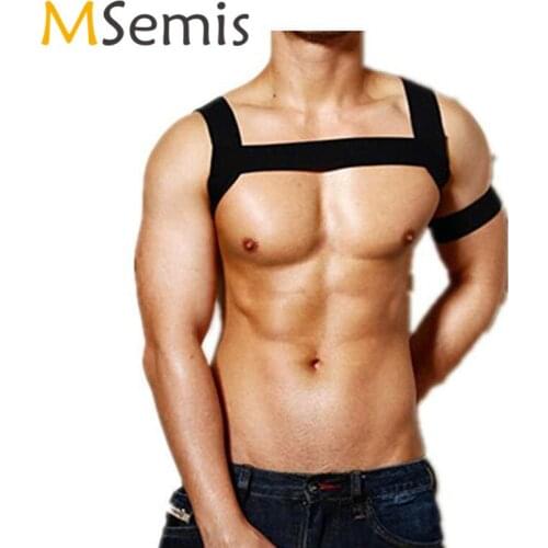 Men Harness Bondage Hollow Out Harness Men Lingerie Arnes Hombre Shoulder Muscle Support Brace Adjustable Bondage with Arm Band