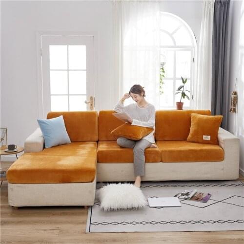 Velvet seat cover thick solid soft jacquard cushion cover stretch sofa slipcovers funiture protector