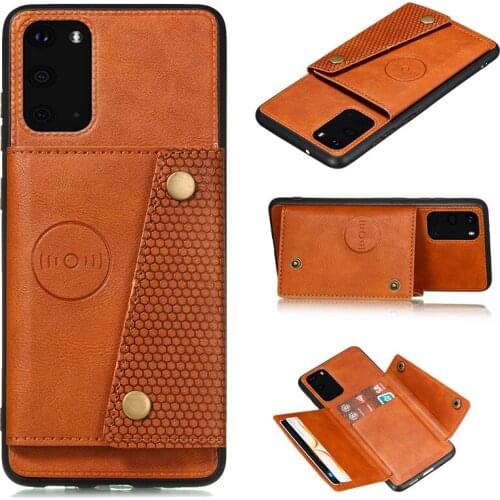 Multi Card Holders Wallet Case For Samsung S20 S20 Plus Magnet Buckle Cover for Samsung S20 Ultra A51 A71 A91 Case with Bracket