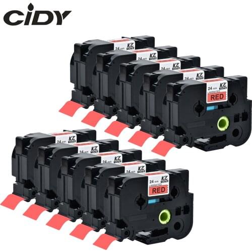 CIDY Black on red 10pcs TZe451 TZe 451 TZ 451 TZ451 TZ-451 TZe-451 Laminated Strong Adhesive Labels Tape Compatible For Brother