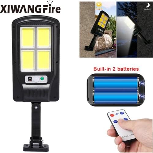 Motion sensor remote control light long-lasting solar light Led street light built-in 2 18650 battery wall light IPX6 waterproof