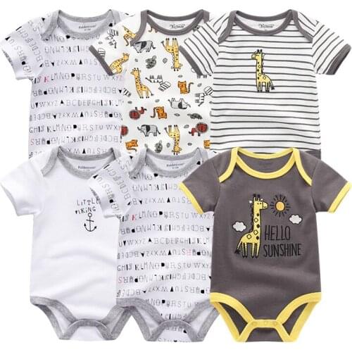 Baby Clothes 6Psc/lots Unisex New born Boy Girl Rompers roupas de bebe Cotton Baby Toddler Jumpsuits Short Sleeve Baby Clothing
