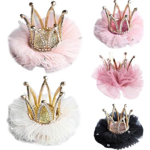 Children Kidds Girl Princess Rhinestone Crystal Lace Crown Hairpin Clip New Style Gift Decoration Accessory