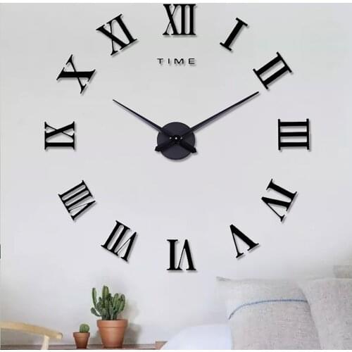 Home Wall Clock 3D Diy Acrylic Mirror Stickers For Home Decor Artensky Clock Large Roman Numerals Wall Living Room Decoration