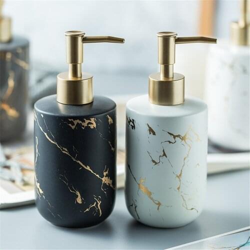 300ml Soap Dispenser Bathroom Marble Pattern Ceramic Shampoo Bottles Shower Gel Hand Washing Empty Refill Sub-bottle