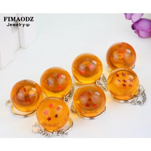 FIMAODZ Crystal Ball 1-7stars Goku Keychain Fashion Silver Metal Key Chains Rings Gift Anime Jewelry