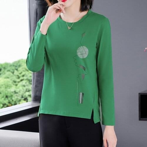 GGRIGHT Print O-Neck Long Sleeve T Shirt Women Plus Size T-Shirt 2021 Loose Cotton Tshirt Woman Clothes Tee Shirt Femme