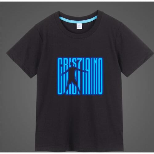 Hot Sport Football Stars Ronaldo 7 Number Luminous Kids T-Shirts Boy Girl Fluorescent Short Sleeves T shirt Baby Cotton Tops