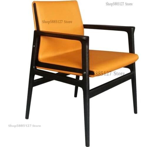 Italian Minimalist Nordic Modern Minimalist Light Luxury Solid Wood Study Home Leisure Backrest Restaurant Dining Room With Armr