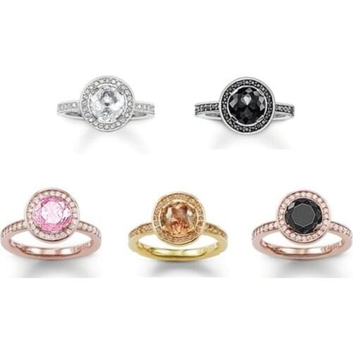Black Pink White Solitaire & One Row CZ Openable Rings, Thomas Style Open Mouth Light of Luna Ring Jewelry Gift for Women Men
