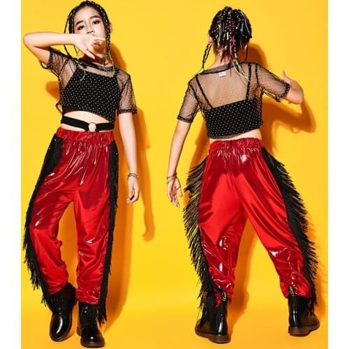 Girls' Jazz Dance Costumes Children Hip-Hop Clothes Catwalk Sequin Hiphop Suit Stage Costumes Performance Rave Clothes DN7180