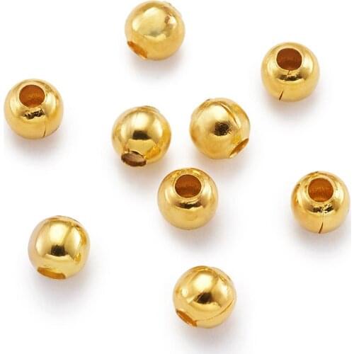 500pcs Round Iron Spacer Beads Golden Color 4mm For Jewelry Earring Bracelet Necklace Small Spacer Bead Making Accessories