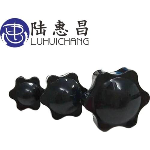 Luchang M5*8 Thread Replacement Male Thread Head Diameter 25MM Star Hand Knob Tightening Screw Black Silver Tone 25