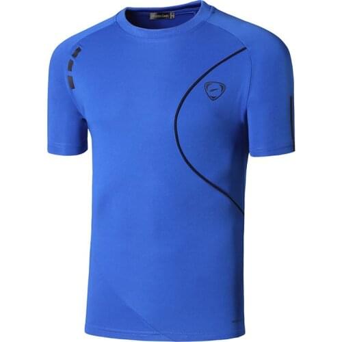 Jeansian Mens Sport Tee Shirt Tshirt T-Shirt Tops Running Gym Fitness Workout Football Short Sleeve Dry Fit LSL1059 Blue2