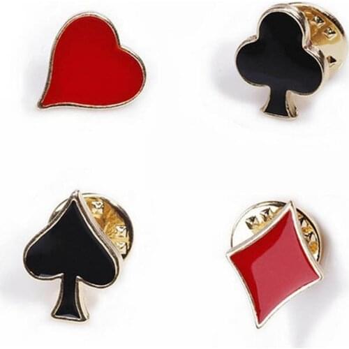 2021 Metal Playing Brooch Cards Poker Set Spade Club Pins Enamel Brooches For Women Lapel Pin Men Accessories Jewelry