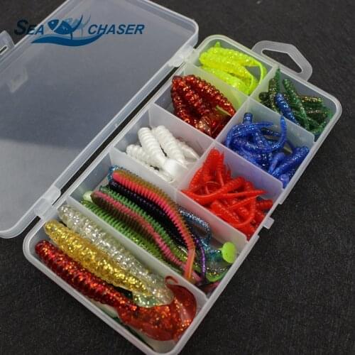 90 pcs soft bait sea fishing tackle wobbler jigging fishing lure silicone bait soft worm shrimp Set and Tackle Box