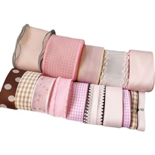 Newest DIY Pink Ribbon Package Handmade Hair Accessories Diy Material Package Homemade Children Ribbon Bow Hairpin Accessories