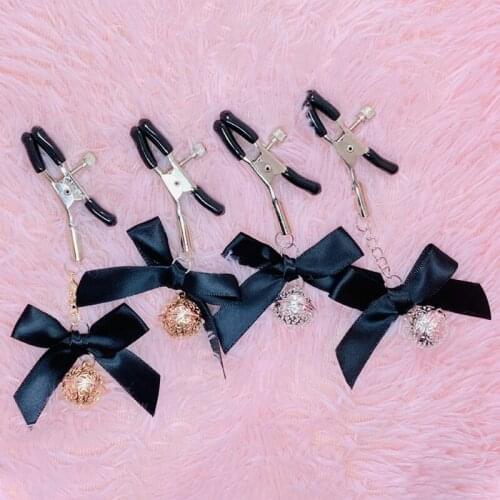 Wholesale Black And Pink Woman Sexy Adjustable Nipple Clamp Breast Bdsm Small Bell Adult Fetish Flirting Teasing Sex Toys For Co