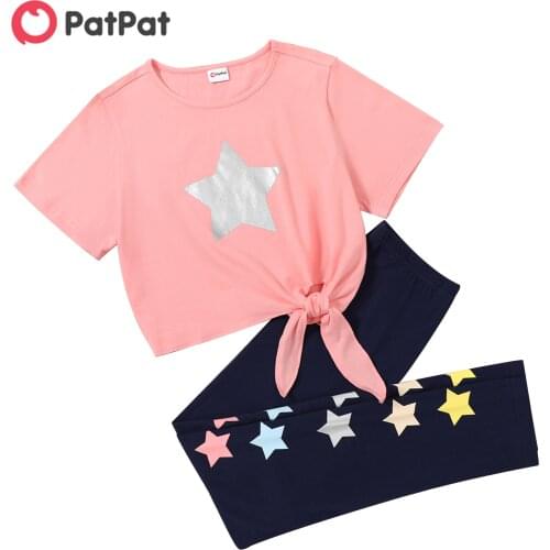 PatPat 2021 New Arrival 2pcs Toddler Girl Shorts Suit Sweet cotton Sling Toddlers Sets