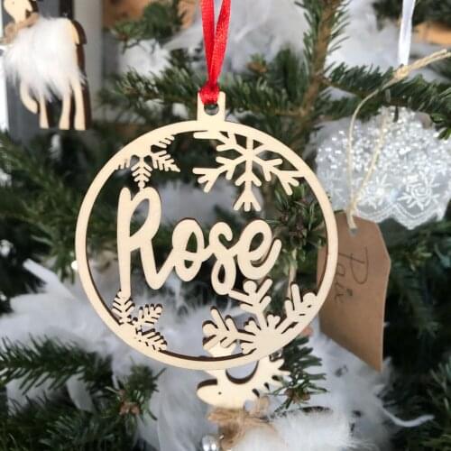 Personalized name ornaments Custom CHRISTMAS baubles, Wooden hanging PERSONALISED gift, Laser cut snowflakes CHRISTMAS tree