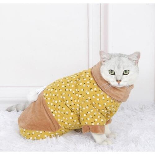 Pet Jacket Two-legged Comfortable Winter Floral Warm Pet Cat Clothes for Home Dog Supplies Jumpsuits