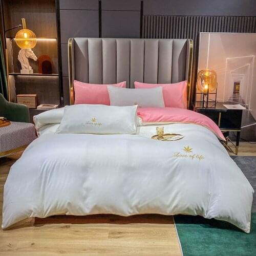 Nordic Douvet Cover Embroidery Home Bed Line Modern Luxury Bedclothes Single Double King Size 220x240 Solid Bedding Set