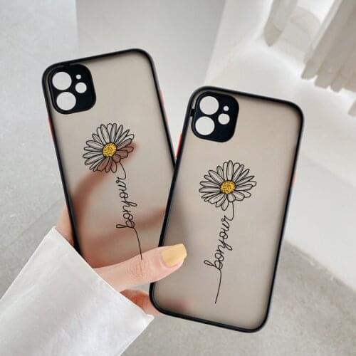 Black Lines chrysanthemum Flowers Clear Silicone Soft Funda Phone Case For iPhone 12 11 Pro 7 6 X 8 Plus XS MAX XR SE2 Designs