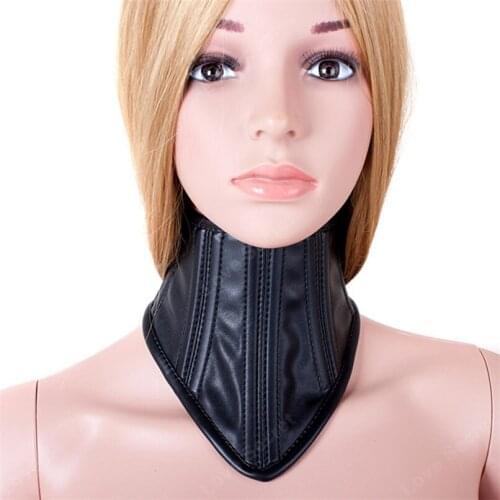 PU Leather Sexy Black Necklace Erotic Chastity Neck Collar Fetish Choker Bondage Gear Adult Games S&M Slave Sex Toys For Couple