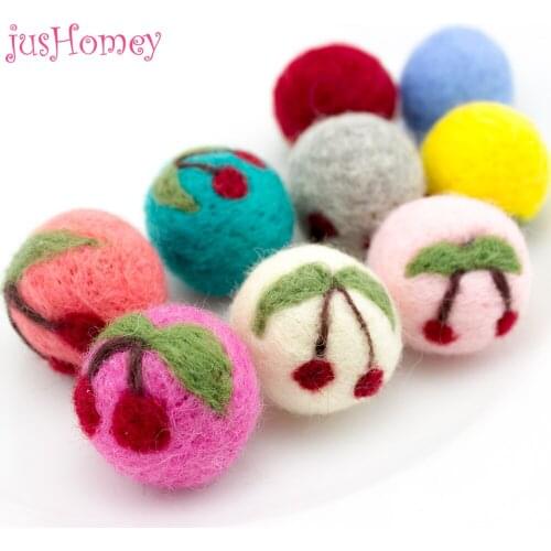 10pcs Handmade Wool felt Balls Cherry 3CM Needle Felting Ball Cherry for Baby Hair Accessory, Cell Phone Case Decor, DIY Craft