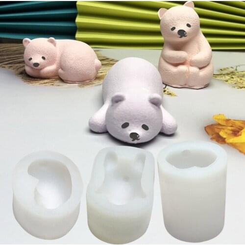 3D Bear Shape Candle Mold Silicone Soap Plaster Making Mould Fondant Candy Cake