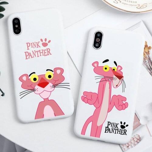 Pink Panther Patterned Phone Case For iphone 12 11 Pro Max Mini XS 8 7 6 6S Plus X SE 2020 XR Candy white Silicone cover