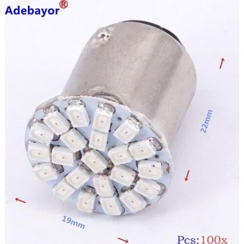 100X 1157 P21/4W P21/5W 7528 BAY15D 22 3020 SMD 1206 Car LED Brake Turn Light Automobile Wedge Lamp pure white 12v