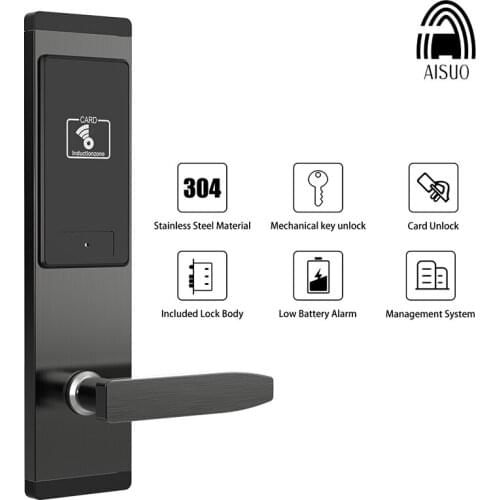 Smart Door Lock Keyless Unlock IC/ID Magnetic Card Key Smart Lock Core Handle Hotel Apartment Rental Room Electric Bolt Lock