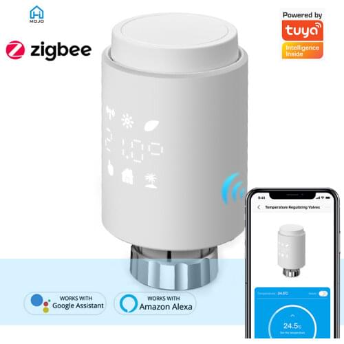 HIMOJO Tuya Zigbee Smart Radiator Termostat Thermost Valve Vertical Mounting Control, Installation Work with Alexa,Google Home