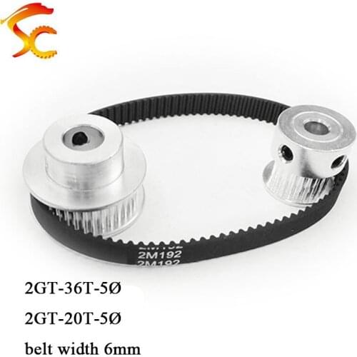High quality,Timing Belt Pulley GT2 36 teeth 20 tooth Reduction printer accessories belt width 6mm,Bore5&5mm 192-GT2-6mm